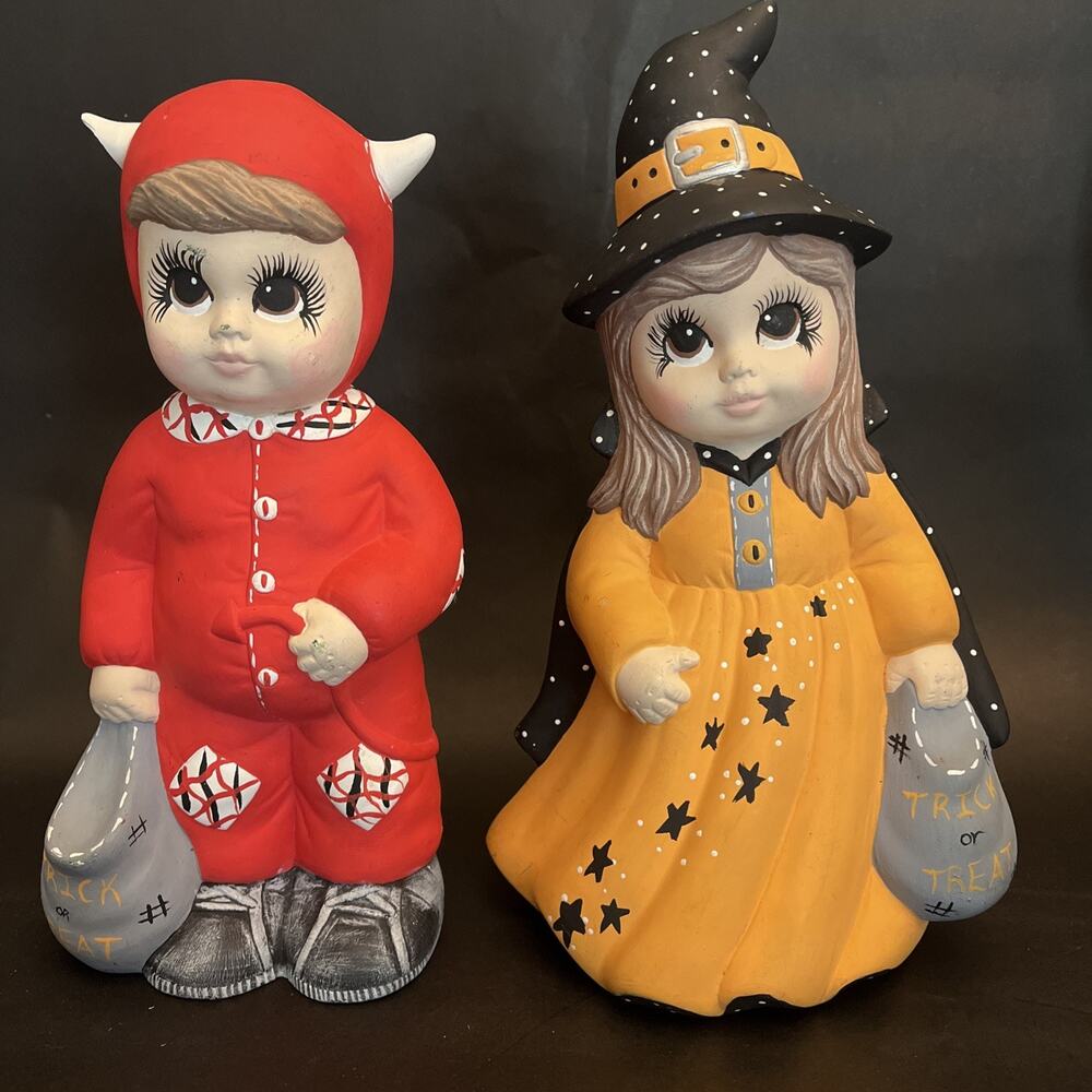 Ceramic Mold Witch & Devil Trick or Treat Halloween Hobbyist | VTG ‘87 | ~ 11”